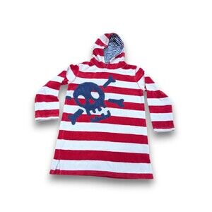 Mini Boden Red and White Striped Kids Swim Coverup